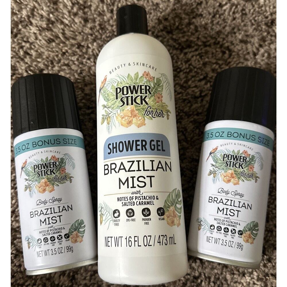 Power Stick Brazilian Mist Shower Gel & 2 Body Sprays Lot Tik Tok Sold Out